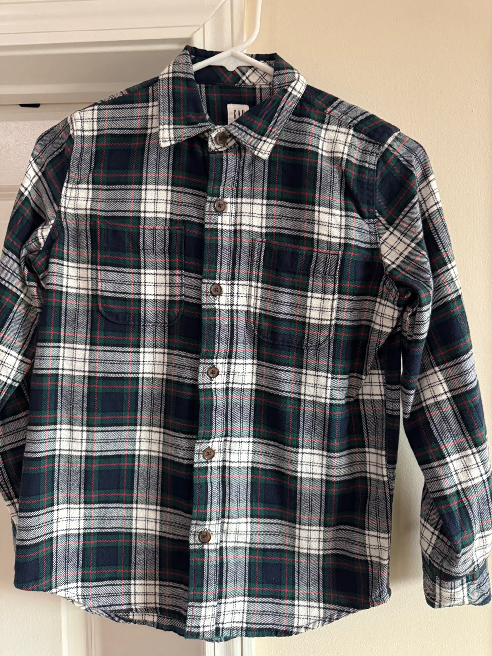 GAP Green, White & Black Plaid Button-Down Shirt